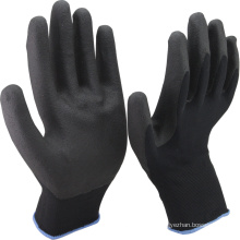 NMSAFETY 13 calibre negro revestimiento de nylon negro recubierto de espuma de pvc en palma guantes antideslizantes de trabajo de seguridad